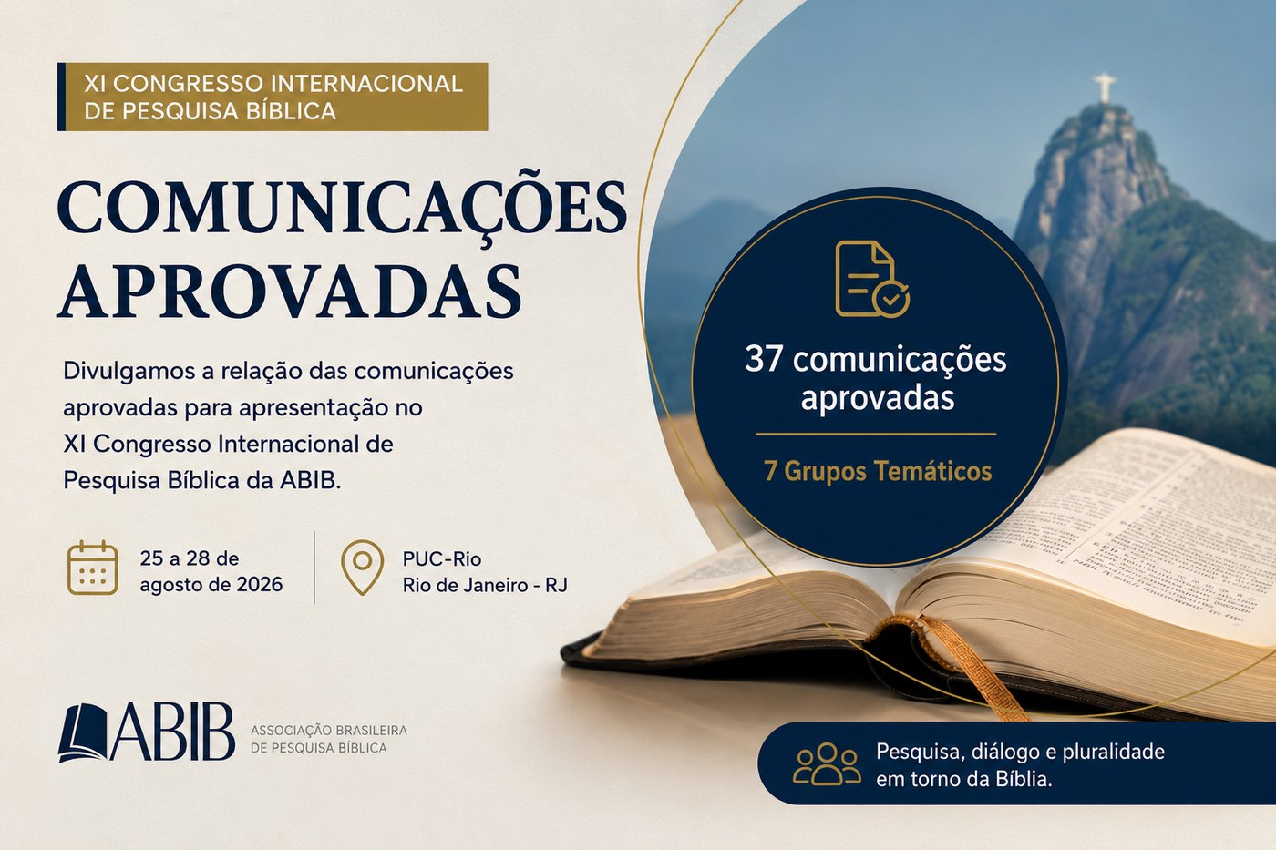ABIB divulga comunicações aprovadas para o XI Congresso Internacional de Pesquisa Bíblica